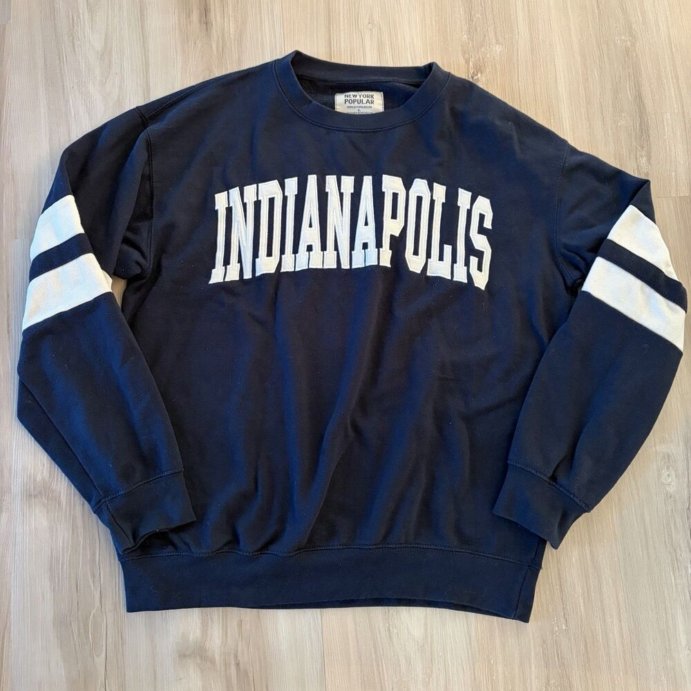 Vintage Indianapoli Women's Sz L Navy Blue Crewneck Sweatshirt New York Popular